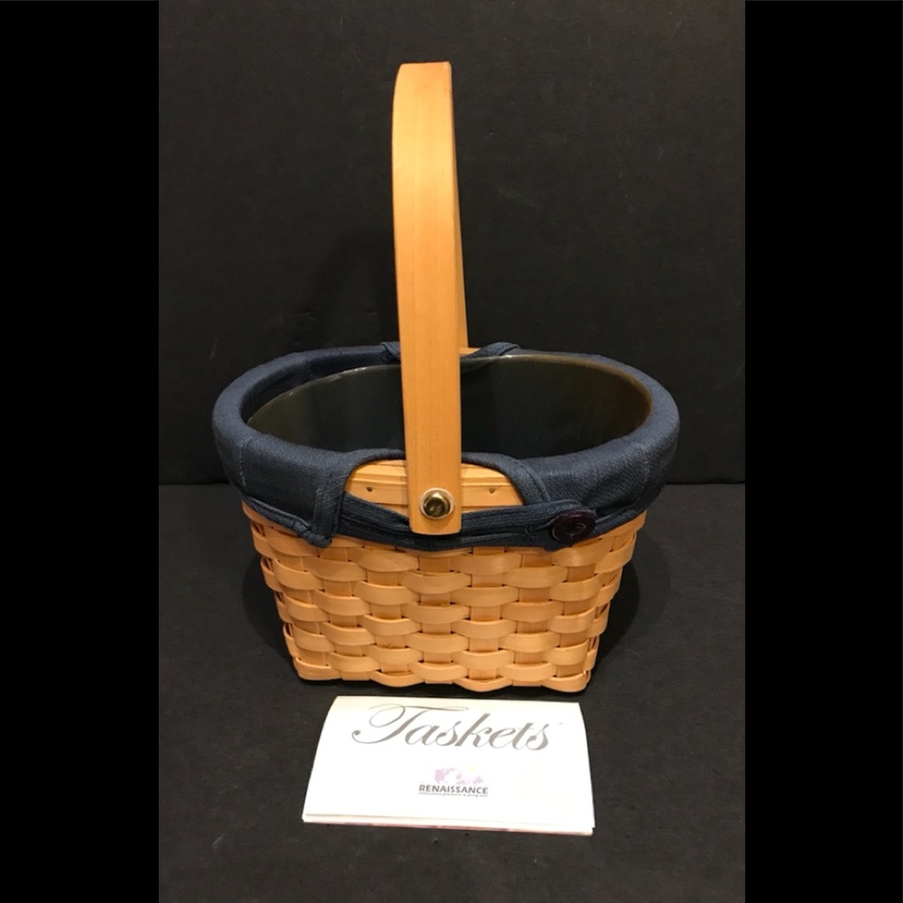 Taskets Renaissance Swing Handle Woven Wood Basket Lined with Liner #22235.